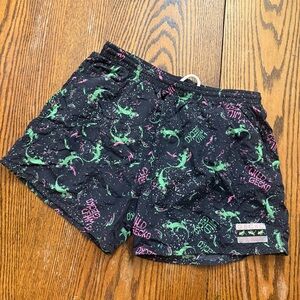 GECKO HAWAII Black Swim Trunks Shorts with Neon Green/Pink Print 80s/90s